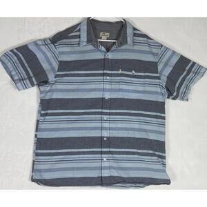Bob Timberlake Shirt Men's 2XL Blue Gray Striped Short Sleeve Button Up Casual